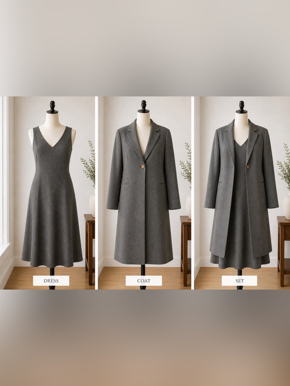 Tahari  Single-Button Long Trench Coat and Dress set